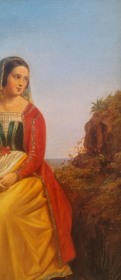 Ecole française du XIXe siècle - Portrait d'une jeune Italienne en costume du XVe siècle