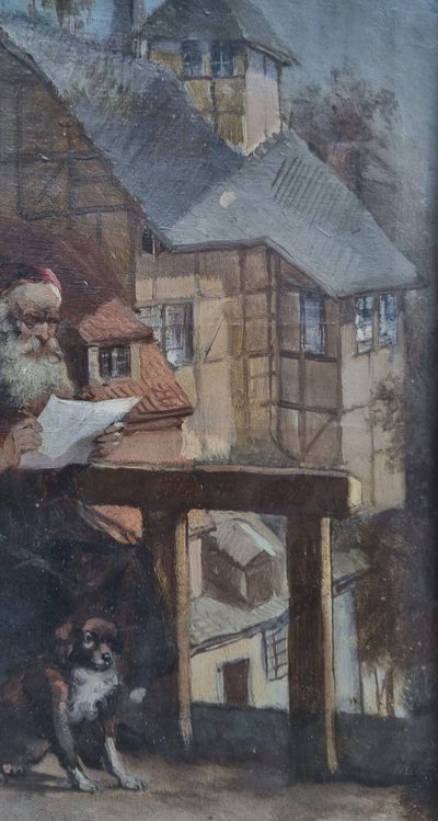 Victor KUHNEN - Il vecchio e il suo cane sul balcone di Bruges