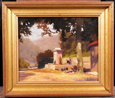 Charles LIEBERT Provence, Brunnen unter Platanen, Gemälde, um 1910-20 Var Landschaft