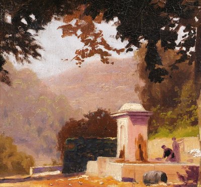 Charles LIEBERT Provence, Brunnen unter Platanen, Gemälde, um 1910-20 Var Landschaft
