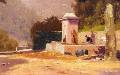 Charles LIEBERT Provence, Brunnen unter Platanen, Gemälde, um 1910-20 Var Landschaft