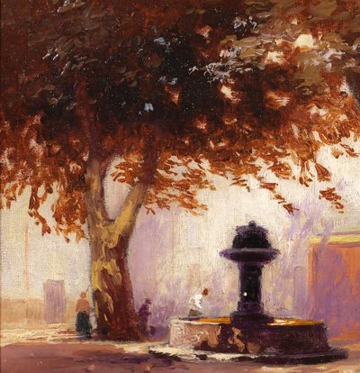 Charles LIEBERT Provence, Brunnen unter Platanen, Gemälde, um 1910-20 Var Landschaft