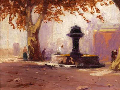 Charles LIEBERT Provence, Brunnen unter Platanen, Gemälde, um 1910-20 Var Landschaft