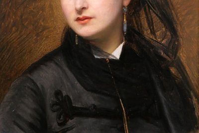 Georges LEHMANN 1834-1901 Portrait einer Frau zu Pferd, Gemälde, 1873, Salon, Impressionismus