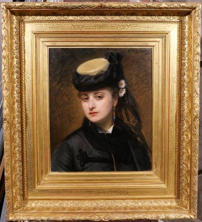 Georges LEHMANN 1834-1901 Portrait einer Frau zu Pferd, Gemälde, 1873, Salon, Impressionismus