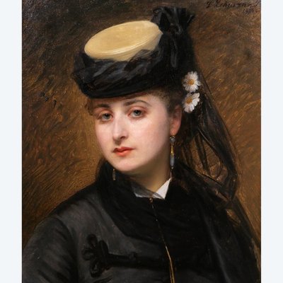 Georges LEHMANN 1834-1901 Portrait einer Frau zu Pferd, Gemälde, 1873, Salon, Impressionismus