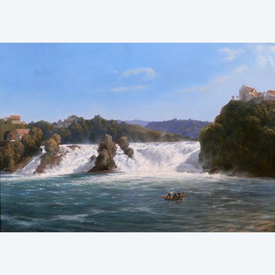 Johann Jakob ULRICH 1798-1877 Der Rheinfall, Neuhausen am Rheinfall, Schweiz, Gemälde 1866