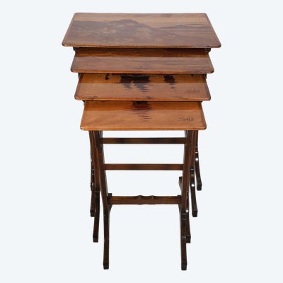 Émile Gallé, set of four nesting tables
