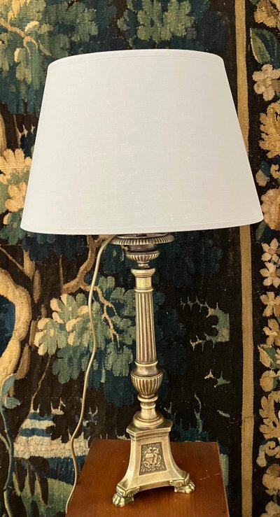 Beautiful gilt bronze picnic candle lamp from the Empire period circa 1810
