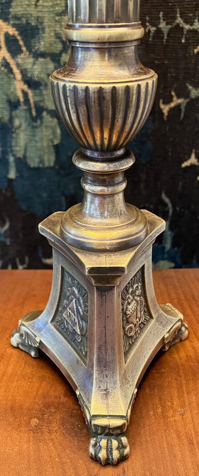 Beautiful gilt bronze picnic candle lamp from the Empire period circa 1810