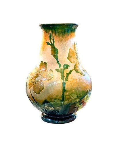 Daum Hammerschlagvase "Wild Roses"