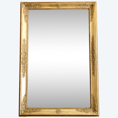 Large Empire giltwood fireplace mirror with mercury glass - 96cm x 142.5cm