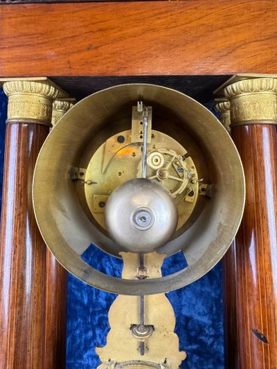 Napoleon III period portico clock in marquetry and gilded bronzes