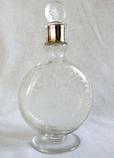 Baccarat - Michelangelo crystal liqueur decanter mounted in solid silver, Minerve hallmark