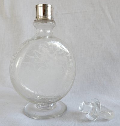Baccarat - Michelangelo crystal liqueur decanter mounted in solid silver, Minerve hallmark