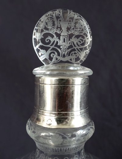 Baccarat - Michelangelo crystal liqueur decanter mounted in solid silver, Minerve hallmark