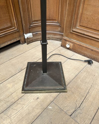 Lampade da terra, base in metallo a sezione quadrata