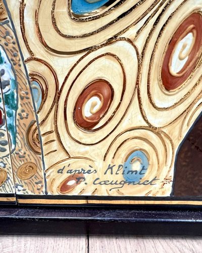 Gemälde auf Keramik nach Klimts "Der Kuss" - 24 Karat Vergoldung