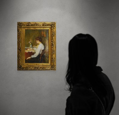 Lesende Frau, Öl auf Leinwand um 1896