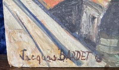 Jacques Bardet : tableau huile sur panneau époque circa 1940 signé