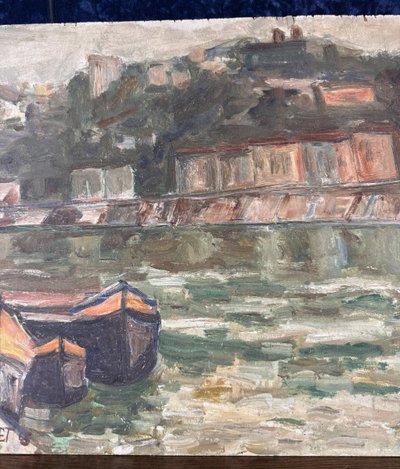 Jacques Bardet : tableau huile sur panneau époque circa 1940 signé