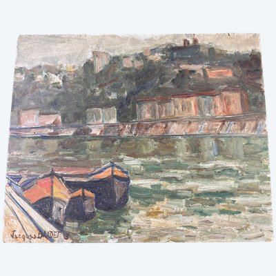 Jacques Bardet : tableau huile sur panneau époque circa 1940 signé
