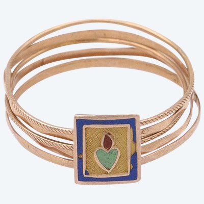Anello sentimentale a più anelli in oro rosa 18 carati, cuore sacro, virtù, gioielleria regionale