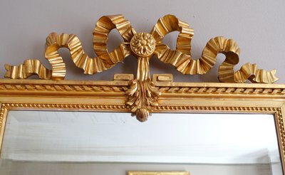 Miroir de cheminée / à suspendre, style Louis XVI, bois doré - 79cm x 150cm