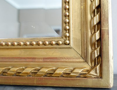 Miroir de cheminée / à suspendre, style Louis XVI, bois doré - 79cm x 150cm