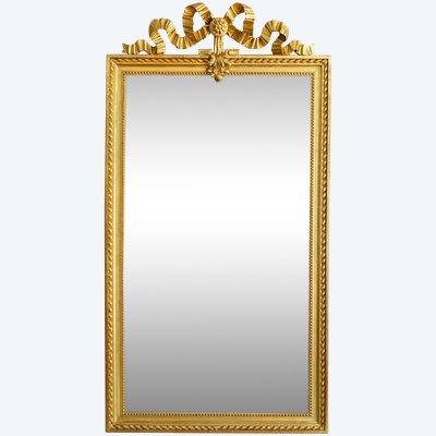 Miroir de cheminée / à suspendre, style Louis XVI, bois doré - 79cm x 150cm
