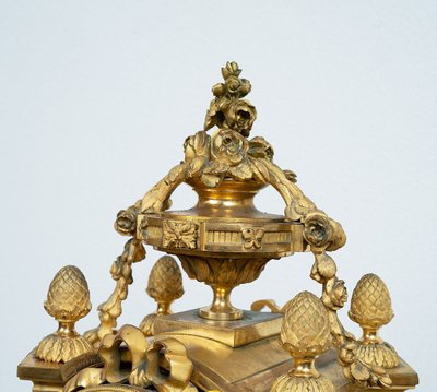 Antique Napoleon III gilt bronze clock. 19th century.
