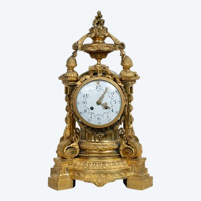 Antique Napoleon III gilt bronze clock. 19th century.