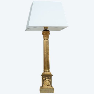 Lampe Empire ancienne française en bronze doré, début XIXe siècle.