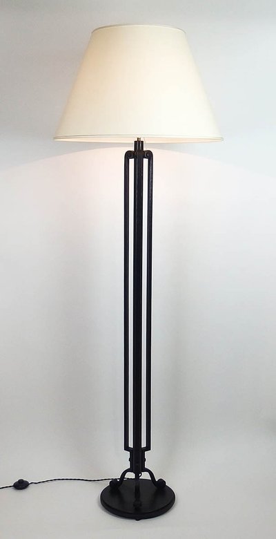 Art Deco wrought iron floor lamp by Emil Maïer