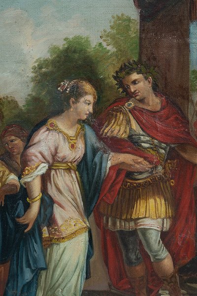 Tableau néoclassique ancienne représentant une scène mythologique. Naples, 18siècle