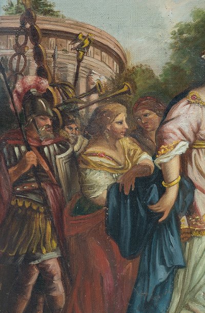 Tableau néoclassique ancienne représentant une scène mythologique. Naples, 18siècle