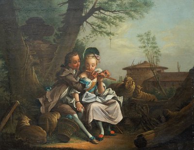 Paire de petit tableau anciennes huile sur toile France fin XVIIIe siècle.