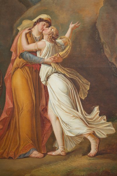 Tableau ancienne néoclassique huile sur toile France début 19ème siècle.