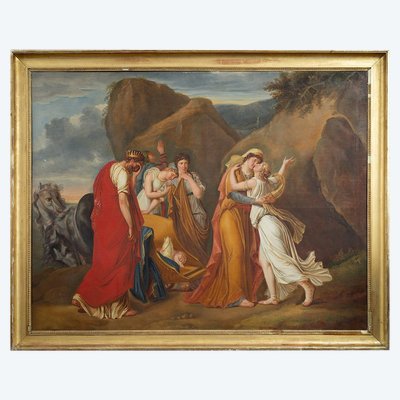 Tableau ancienne néoclassique huile sur toile France début 19ème siècle.