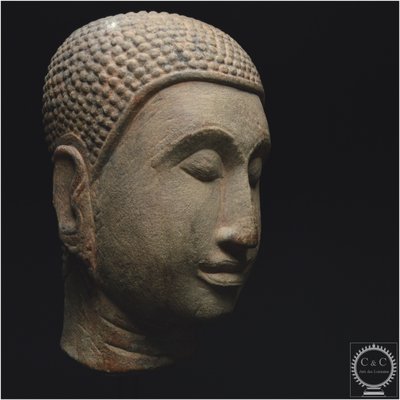 Ex Regno del Siam, scuola di Ayutthaya, XV-XVI secolo, Grande testa di Buddha in pietra
