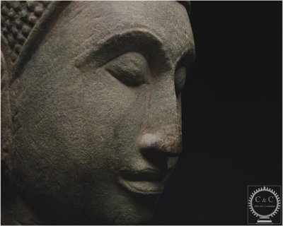 Ex Regno del Siam, scuola di Ayutthaya, XV-XVI secolo, Grande testa di Buddha in pietra
