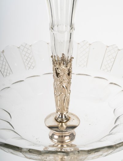 A silver-plated metal and crystal centerpiece, early 20th century