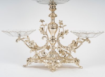 A silver-plated metal and crystal centerpiece, early 20th century