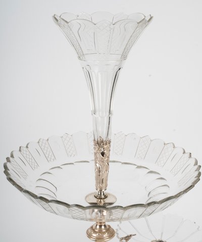 A silver-plated metal and crystal centerpiece, early 20th century
