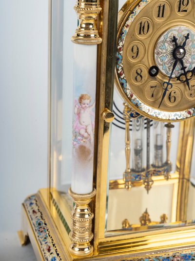 A gilt bronze, porcelain and cloisonné enamel set, late 19th century