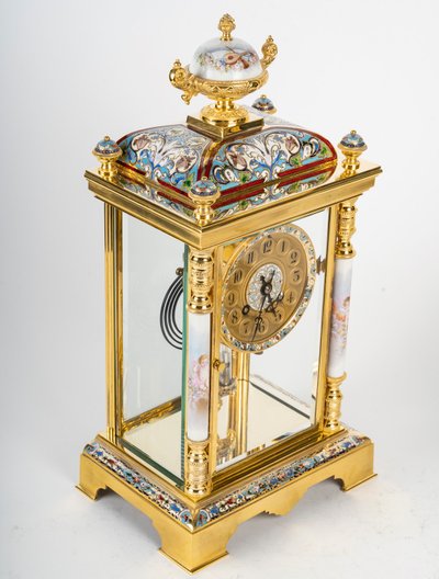 A gilt bronze, porcelain and cloisonné enamel set, late 19th century