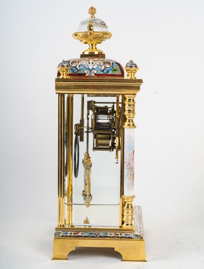 A gilt bronze, porcelain and cloisonné enamel set, late 19th century