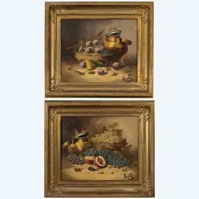A pair of still life paintings, Roy FX