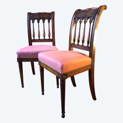 Pair of solid mahogany Directoire chairs