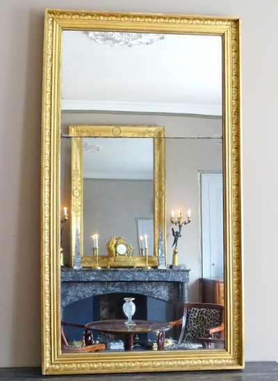 Large mantelpiece mirror, gilded wood frame, mercury mirror, Empire period - 157cm x 90cm